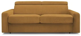 Musztardowa sztruksowa rozkładana sofa 215 cm Monaco – Bobochic Paris