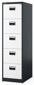 Metalowa szafa kartotekowa SARA V5, 460 x 1630 x 620 mm, antracytowo-biała