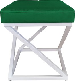 Pufa ZOA tkanina Welur loft ławka podnóżek metal : Kolor Stelaża - Biały, Kolor tkaniny - VELVET - MG25, Typ tkaniny - Velvet