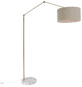 Lampa podłogowa złota z abażurem boucle taupe 50 cm regulowana - EditorDesignerski Oswietlenie wewnetrzne