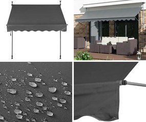 Markiza przeciwsłoneczna regulowana AW-016 na taras, balkon, szara, 200x120 cm