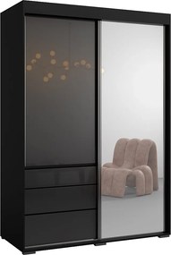 Szafa przesuwna z lustrem Torino 2D1L 140 Czarna (lacobel)