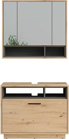 Zestaw mebli łazienkowych artisan dąb/antracyt 80x35x64 beatrice