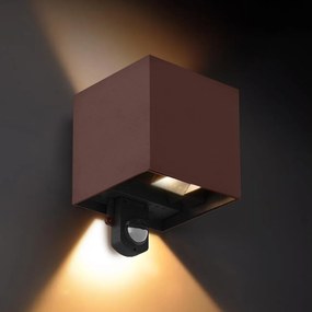 Brilagi - LED zewnętrzna oprawa ścienna z czujnikiem CUBE LED/6W/230V brązowa IP65