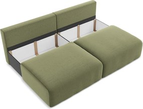 Zielona aksamitna rozkładana/ze schowkiem sofa 216 cm Kalena – Makamii