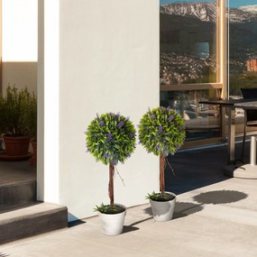 HOMCOM Zestaw 2 Sztucznych Roślin Lawenda 60cm Dekoracyjne Rośliny do Pokoju Zielony | Aosom PL