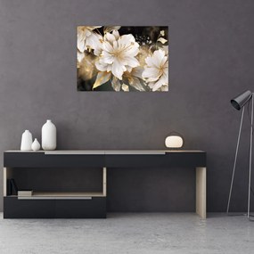 Obraz - Kwiaty w kolorze złotym (70x50 cm)