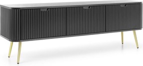 Szafka RTV: Czarna, złote nogi, 168 x 57 x 39 cm