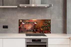 Panel szklany do Kuchni Przytulne Święta z Choinką