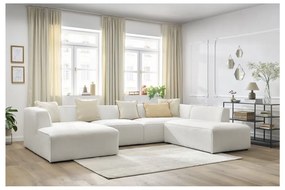 Biały narożnik modułowy z materiału bouclé (prawostronny/w kształcie litery U) Megeve – Bobochic Paris