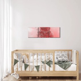 Obraz czerwonego dymu (z zegarem) (90x30 cm)