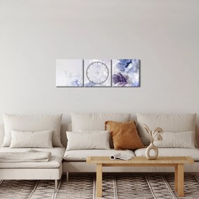 Obraz - Kwiaty, teksturowane malarstwo (z zegarem) (90x30 cm)