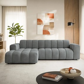 Masseno Narożnik SETIA Lewostronny L-Kształtny, Nowoczesna Sofa narożna, Tkanina Strukturalna - Szary, ARAGON 93