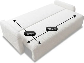 Sofa DUO Rozkładana Dwuosobowa Kremowa Boucle Japandi