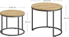 Zestaw 2 stolików kawowych okrągłych wsuwanych Faro 08, dąb artisan