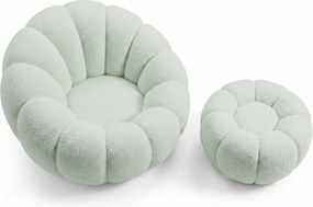 Fotel designerski BLOOM z podnóżkiem, jasnozielony