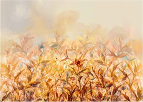 Obraz na szkle - Liście w jesiennych kolorach, obraz olejny (70x50 cm)