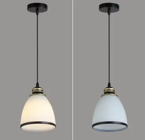 Lampa sufitowa ze szklanym kloszem, metalowa, wisząca AT11-3SZ-Czarny+Biały