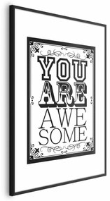 Plakat You are awesome 40x60 cm z ramą czarną z marginesem ARTGEIST B