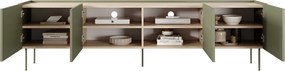 Szafka RTV Desin 220 cm z metalowymi nogami - oliwka / dąb nagano