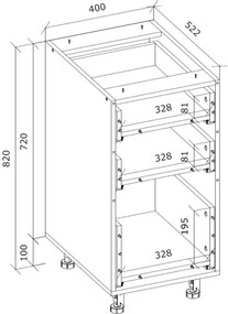 Kuchenna szafka modułowa dolna z szufladami Hettich BELLA D3S-40/82 antracyt mat
