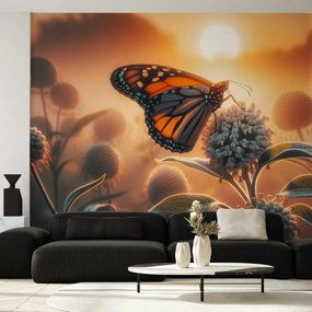 Fototapeta - Ściana pełna kwiatów - niebieska (196x136 cm)
