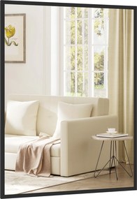 HOMCOM lustro ścienne prostokątne 76 x 101 cm, czarna drewniana rama, idealne do łazienki, salonu lub sypialni | Aosom PL