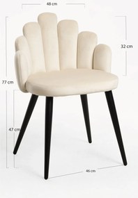 Zestaw 4 Krzese Hand Aksamitne Czarne Nogi