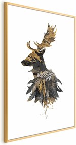 Plakat Leśny jeleń 40x60 cm z ramą złotą z marginesem ARTGEIST B