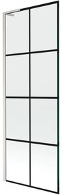 Mexen Next L parawan nawannowy 1-skrzydłowy 70 x 150 cm, czarna kratka, nikiel szczotkowany - 895-070-000-03-77-97