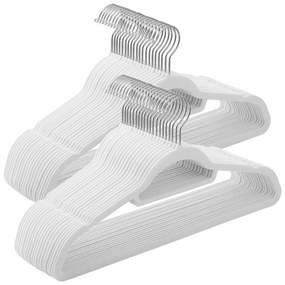 Wieszak na ubrania z białym welurem, 50 szt