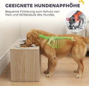 PawHut Stacja karmienia dla psa z 2 miskami ze stali nierdzewnej, szafka na akcesoria, dla dużych psów, akcesoria, drewno | Aosom PL