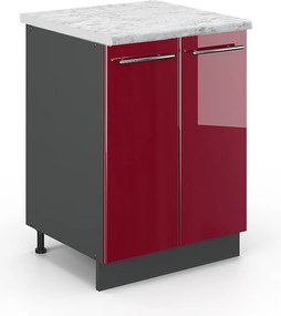 Szafki kuchenne bordowa czerwień wysoki połysk 60x60x82 fame-line