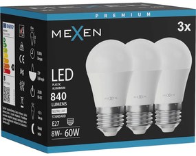 Mexen Nova 3x żarówka LED E27, G45, 8W, Neutralna - 4000K, 840 lm - L101-E27-0840-01x03