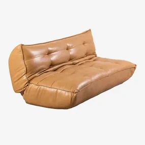 Rozkladana Sofa 3 Osobowa Ze Sztucznej Skóry Mati Camel - Sklum