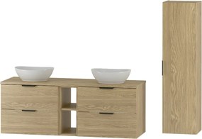 Zestaw do Łazienki 140cm Szafka Regał Blat Umywalka Słupek Słupek Dąb Olejowany Pile