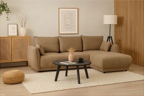 Narożnik prawy Loren z funkcją spania 255x165x91 cm – tkanina Raven 34 jasno brązowa