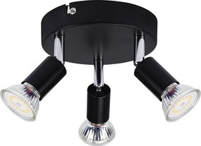 NETTLIFE 3 punkty sufitowe GU10 z czarnego, metalowego, regulowanego stylu industrialnego do wnętrza korytarza, kuchni, salonu, sypialni, jadalni