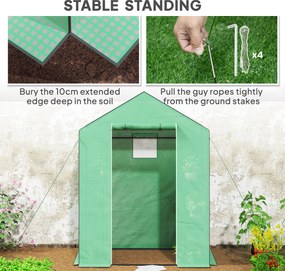 Outsunny Szklarnia z półkami, mini-szklarnia, odporna na UV, okna z siatki, drzwi na zamek błyskawiczny, 143D x 74S x 190W cm, Zielona