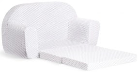 Mini sofka dla dzieci, piankowa 77x35cm rozkładana - szare kropki