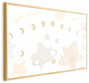 Plakat Księżyc i gwiazdy 30x21 cm z ramą złotą bez marginesu ARTGEIST B