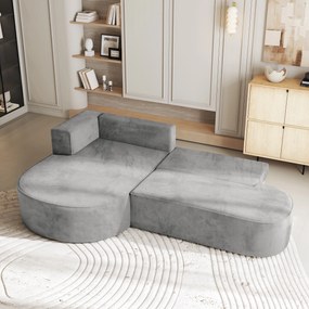 Masseno Narożnik CORTIO z funkcją spania i pojemnikiem na pościel Narozniki L, Rozkładana sofa - Jasnoszary, MONOLITH 84