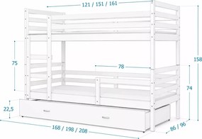Łóżko piętrowe Mingo z szufladą i drabinką - łóżko dziecięce dla rodzeństwa w kolorach do wyboru