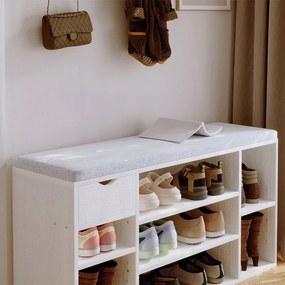 Szafka na buty z siedziskiem loft biała ławka przedpokój nowoczesna