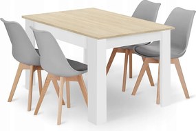 Zestaw stołowy prostokątny Valora dąb sonoma + 4 krzesła w kolorze szarym x4
