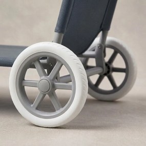 Leżak plażowy Solmare z daszkiem i kołami - składany leżak ogrodowy, ciemnoszary