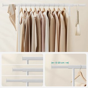 SongmicsHome Stojak na ubrania INEZ na kółkach, maks. 90kg, 83,5x45x160cm, biały