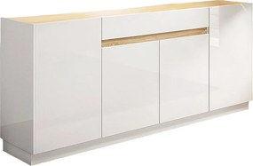 Komoda 4-drzwiowa z 1 szufladą - Biały i Naturalny - EMORA