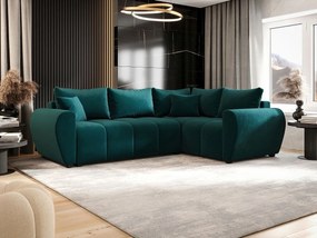 BEDANTE narożnik MOLISA L PLUS Itaka 39 prawa turkusowy z funkcją spania sofa w kształcie litery L z pojemnikiem na pościel