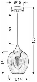 Czarna lampa wisząca ze szklanym kloszem ø 14 cm Aspa – Candellux Lighting